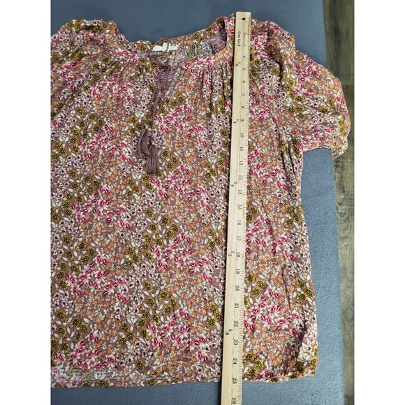 Jane + Delancey Women's M Floral Boho Lace Trim Blouse Peasant Tassel Festival - Picture 7 of 9